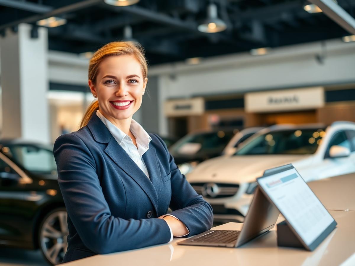 Vehicle Dealer customer service specialist at the dealership front desk